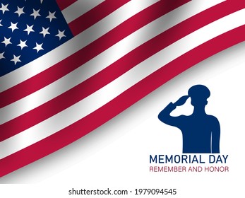 Vector Illustration of Memorial Day - Remember and honor with USA flag