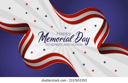Vector illustration Memorial Day Remember and honor with USA flag