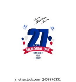 Vector illustration of Memorial Day social media feed template