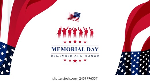 Vector illustration of Memorial Day social media feed template