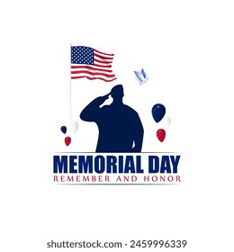 Vector illustration of Memorial Day social media feed template