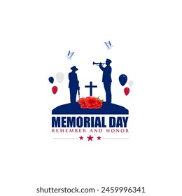 Vector illustration of Memorial Day social media feed template