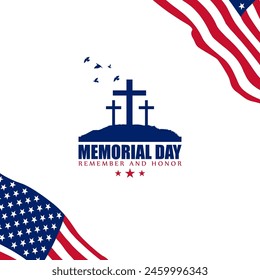 Vector illustration of Memorial Day social media feed template