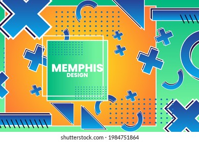 Vector illustration of memphis retro styled geometric shaped template. Perfect for backgrounds for magazine cover, Banner, Poster, Wallpaper.