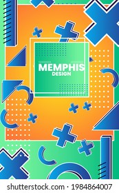 Vector illustration of memphis retro styled geometric shaped template. Perfect for backgrounds for magazine cover, Banner, Poster, Wallpaper.