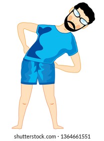 Vector illustration men bespectacled doing athletics.White background