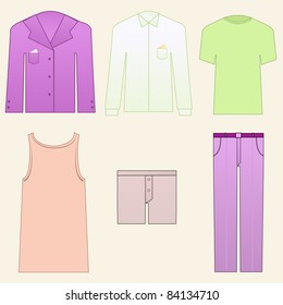 Vector illustration of Men classic clothes icon set