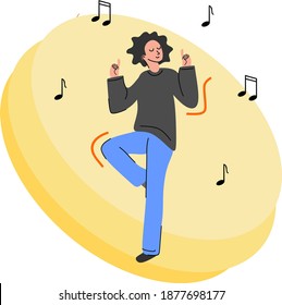Vector illustration of men dancing enjoying the music they hear. modern style, for background, wallpaper, icon, symbol, logo.