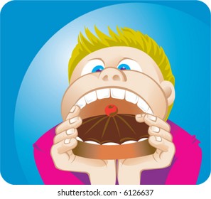 vector illustration of a men eating