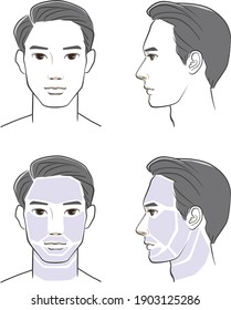 Vector illustration of men face hair removal locations
