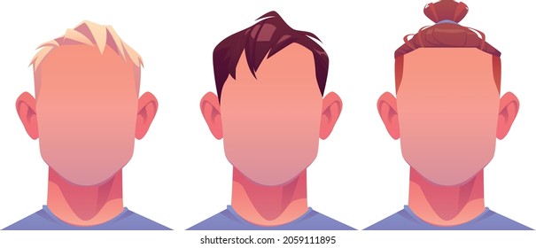 vector illustration of men face parts, character head, eyes, mouth, lips, hair and eyebrow icon set