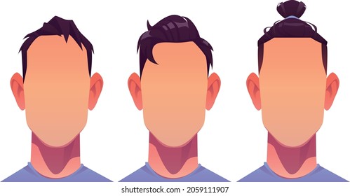 vector illustration of men face parts, character head, eyes, mouth, lips, hair and eyebrow icon set