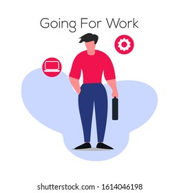 Vector of Illustration Men Going For Work With Flat Design Style