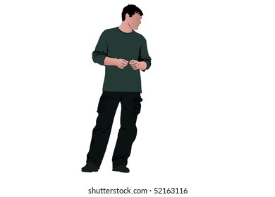 Vector illustration of a men in a jumper
