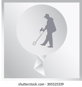 vector illustration of the men with metal detector