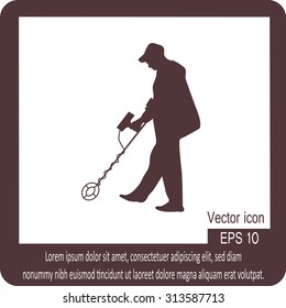 vector illustration of the men with metal detector