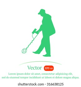 Vector illustration of the men with metal detector