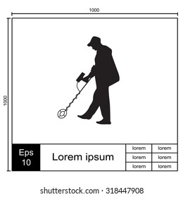 Vector illustration of the men with metal detector