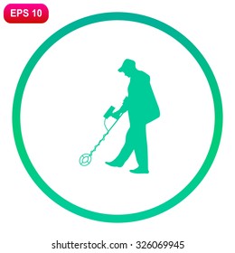 Vector illustration of the men with metal detector