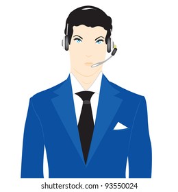 Vector illustration men operator on white background