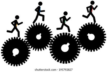 Vector / illustration.The men are running on gears.
