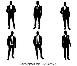 Vector illustration of men silhouettes on white background