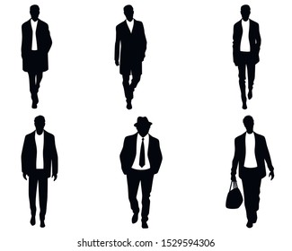 Vector illustration of men silhouettes on white background