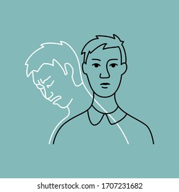 Vector illustration of men suffering from psychological problems