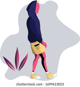 ilustración vectorial Los hombres llevan una chaqueta para caminar, 