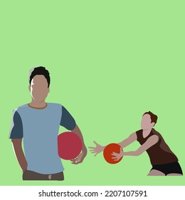 vector illustration men young people playing sports, to promote health good looking personality lifestyle exercise isolated background