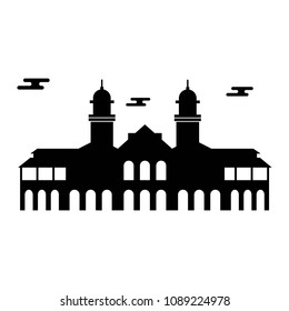Vector Illustration Menara Kudus Mosque. Line Style Menara Kudus