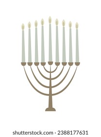 Vector illustration Menorah candelabra isolated on white background Hanukkah symbol