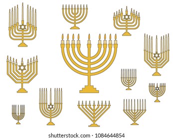 Vector Illustration Hebrew Menorah Stock Vector (Royalty Free ...