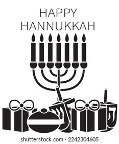 Vector illustration of menorah with Happy Hanukkah message