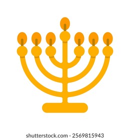 Vector illustration of a menorah with lit candles, showcasing its symmetrical, decorative design with intricate details perfect for creative and religious projects