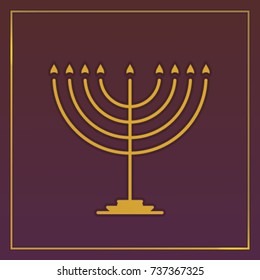 Vector illustration of menorah on purple background