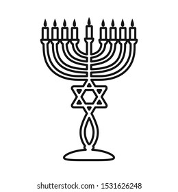 Vector illustration of menorah and star logo. Web element of menorah and bright stock symbol for web.
