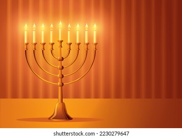 Vektorgrafik der Menorah ein traditioneller Candelabra, jüdischer Ferienhintergrund, Hanukkah, Vektorgrafik