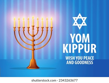 Ilustración vectorial de menorah una candelabra tradicional con fondo de cortina azul, perfecta para ocasiones religiosas judías, como Hanukkah, Yom Kippur y Rosh Hashanah