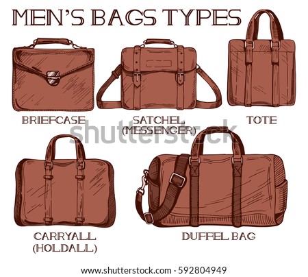 Vector Illustration Mens Bags Types Briefcase Stock Vector (Royalty ...