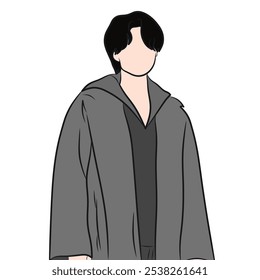 vector illustration of Men's Clothes in Gray Style