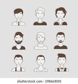 Vector illustration of men's heads