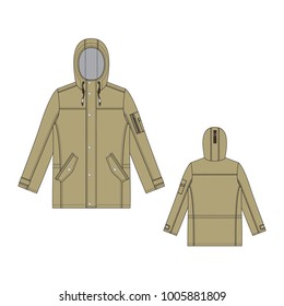 Vector illustration of men's jacket. Front and back