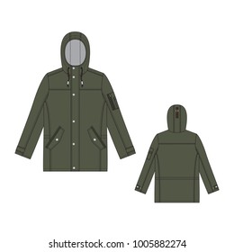 Vector illustration of men's jacket. Front and back