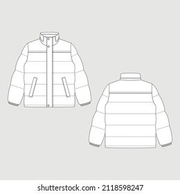 Vector illustration of men's jacket. Front and back