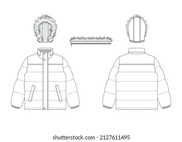 Vektorgrafik der Männerjacke. Vorder- und Rückseite