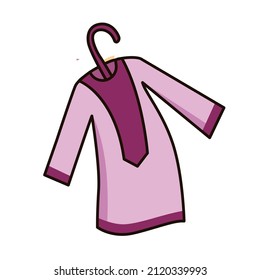 Vector illustration of men's Muslim dress, flat design icon isolated