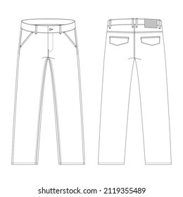 Vektorgrafik der Herrenhose. Vorder- und Rückseite