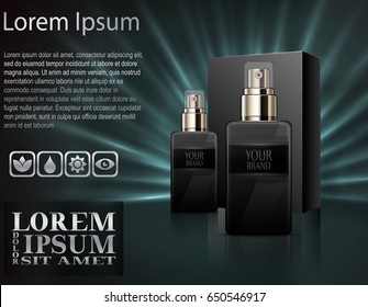 Vector illustration of Mens perfume with package box