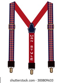 Vector illustration of men's plaid suspenders